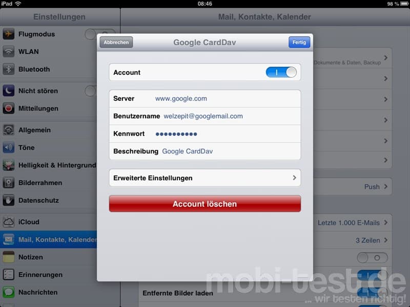 iOS CardDAV Konfiguration (3)