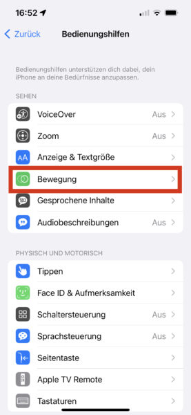 iPhone schneller machen - Bewegungen